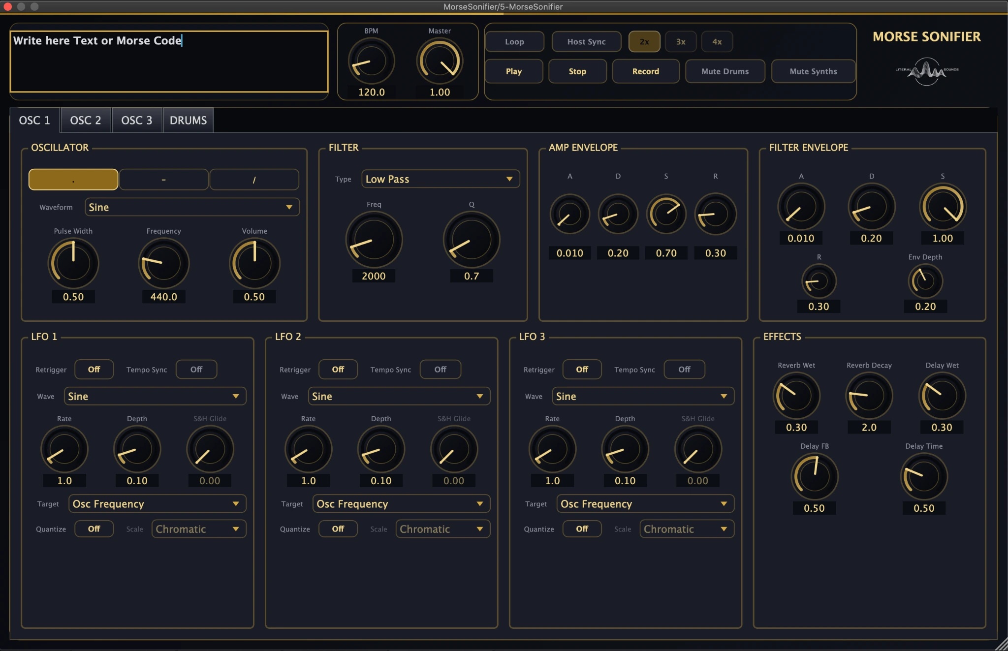 Morse Code Sonifier synthesizer interface